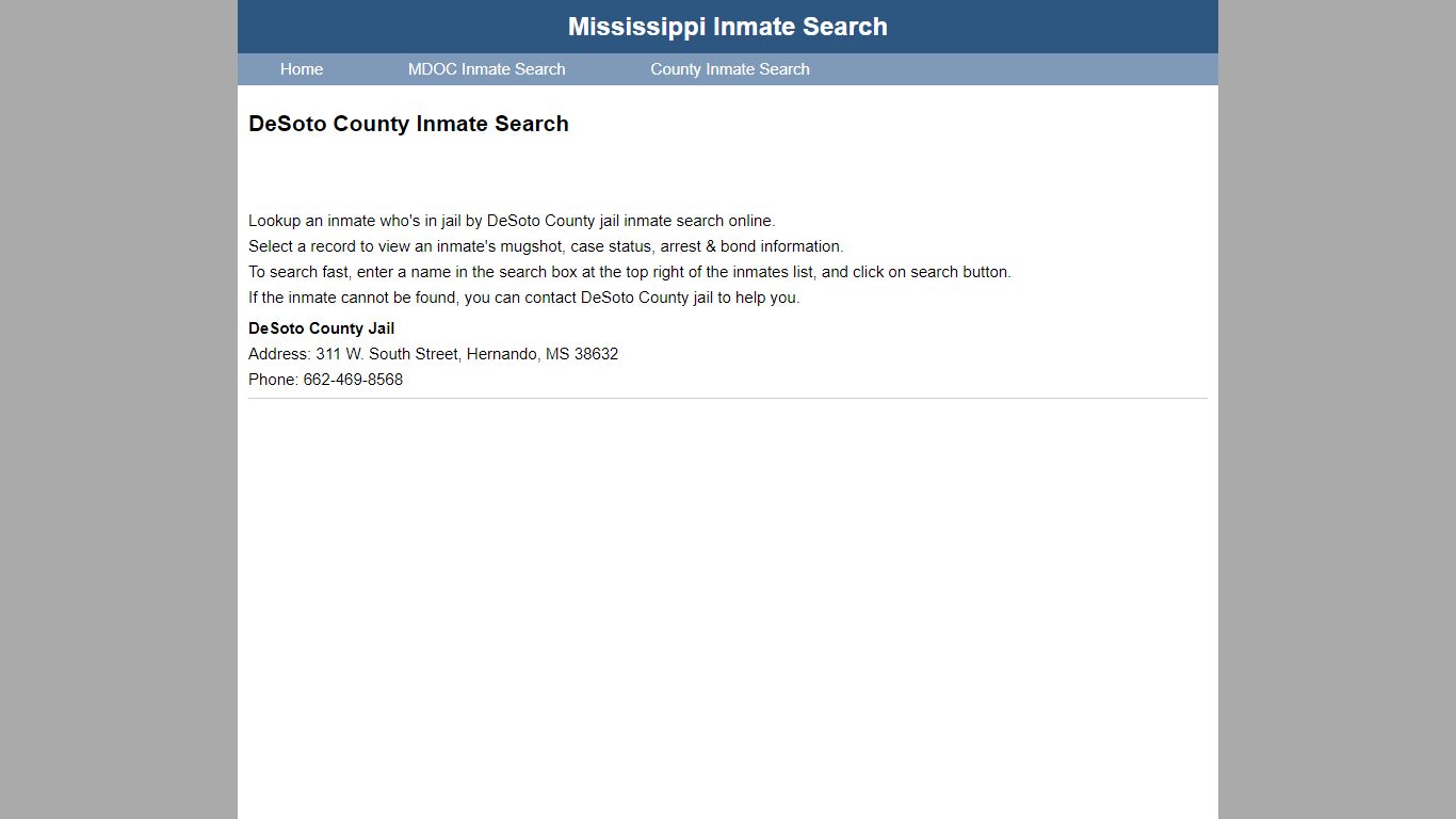 DeSoto County Inmate Search